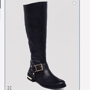 VINCE CAMUTO Tall‎ Riding Boots Kallie Harness Sz 9M/39 NWOT Black Never Worn